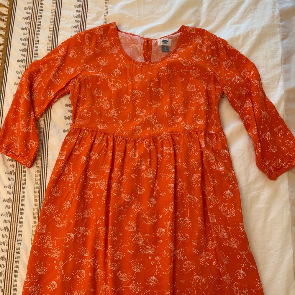 Old Navy Sz S Orange Dandelion Print Dress